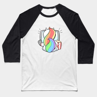 Kawaii unicorn watching tv Baseball T-Shirt